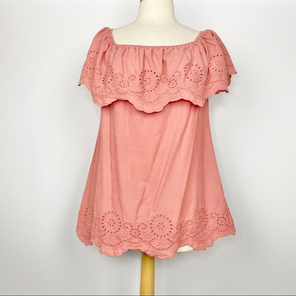 bp Tops - BP coral pink off shoulder ruffle top L